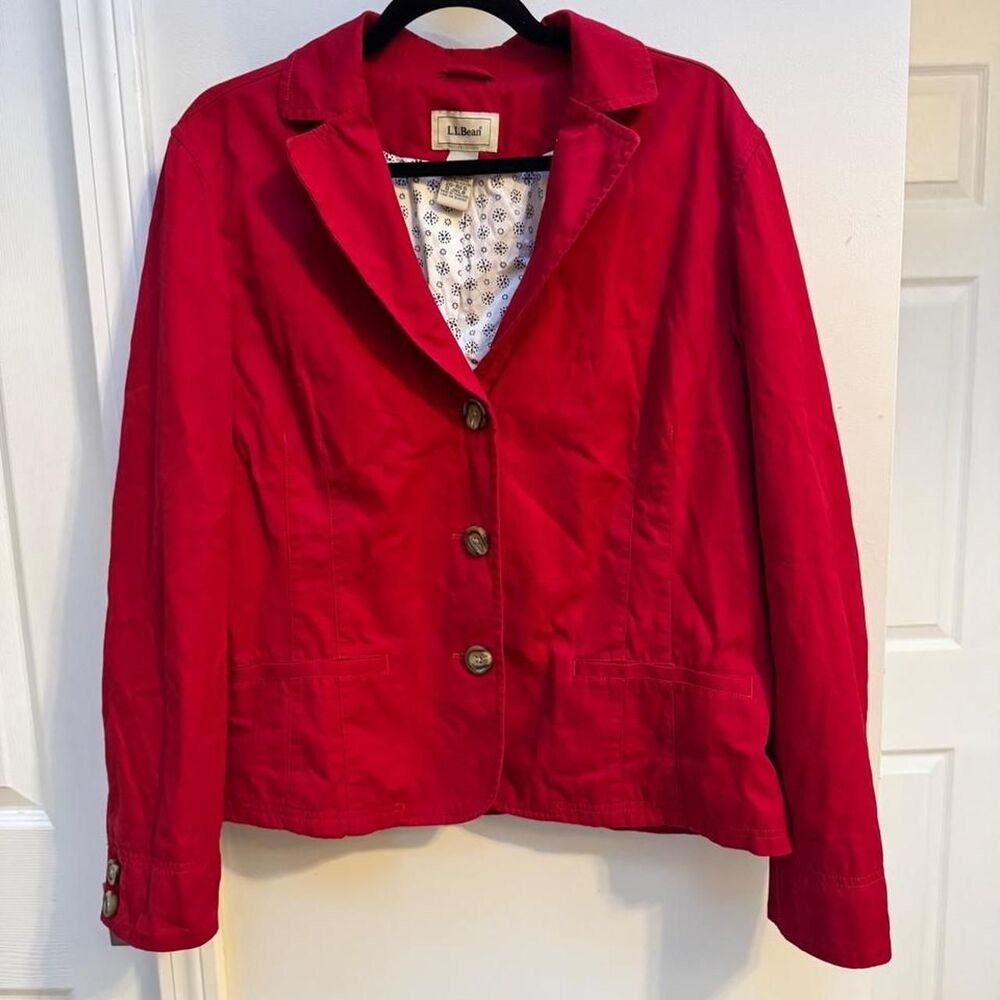 L.L. Bean Cotton Lightweight Red Blazer Jacket